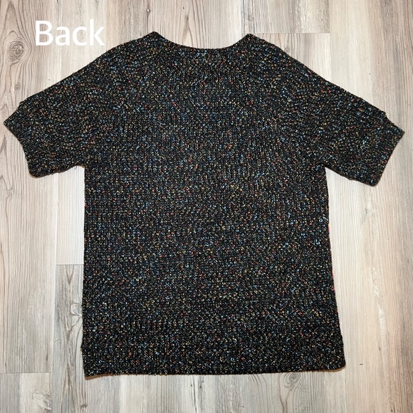 ANTHROPOLOGIE James Coviello Black Floral Metallic Brocade Knit Top - Picture 8 of 9